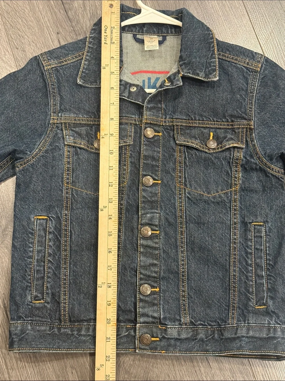 🧨OshKosh B'gosh Blue Denim Jean Jacket with Yellow Stitching Unisex Boy or Girl